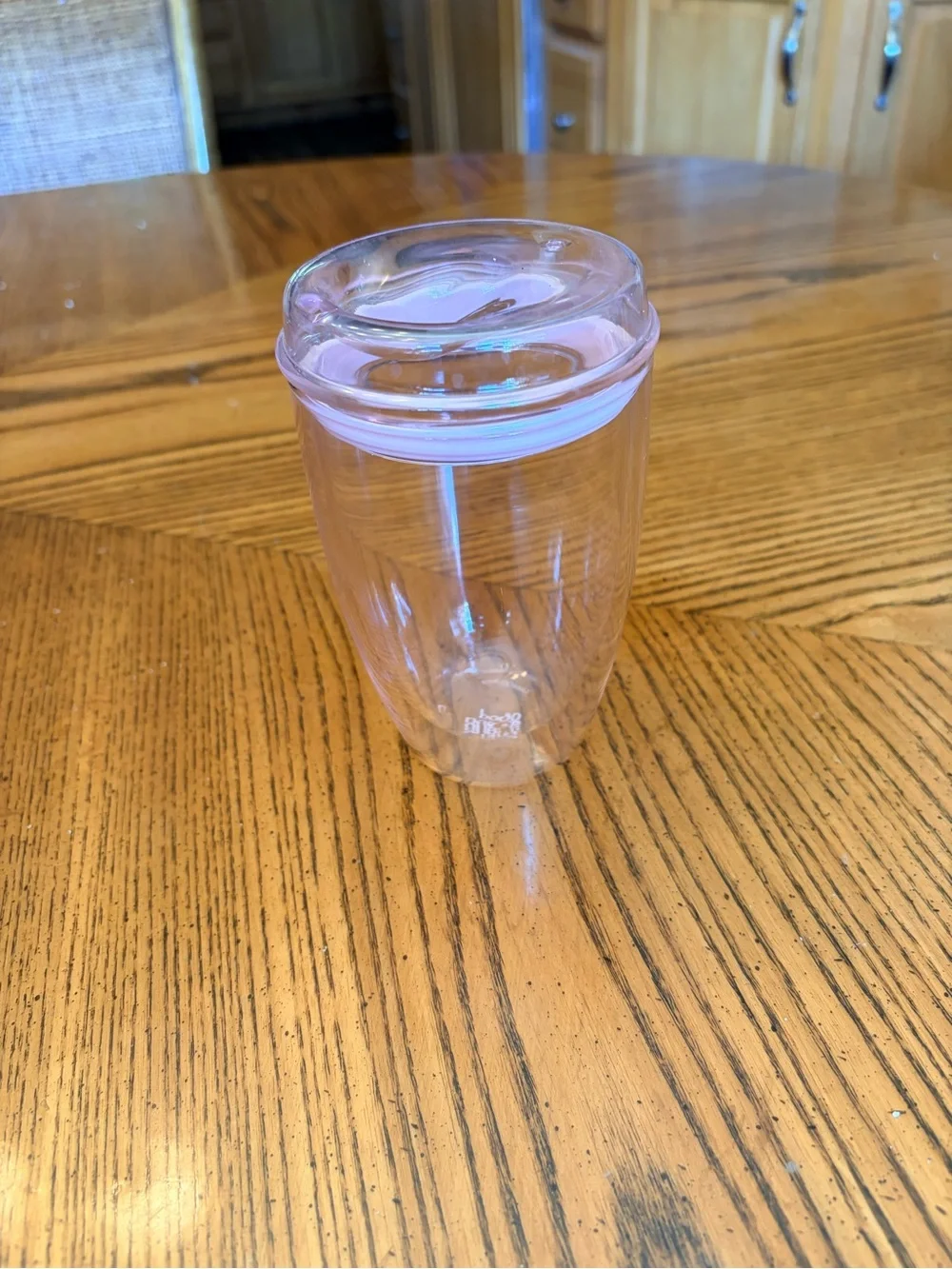 Good Cuppa pink glass 12 Oz cup with lid
